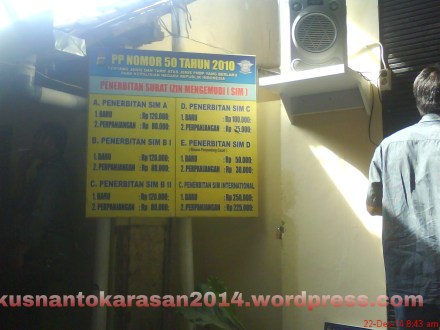 Biaya Penerbitan Surat Ijin Mengemudi SIM