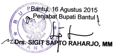 Tanda tangan Pejabat Bupati Bantul 2015