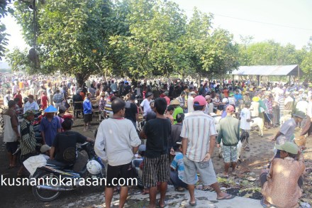 Ramainya warga di zona kambing Pasar Hewan Imogiri