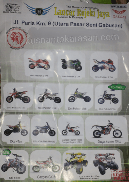 Beragam model mini moto dari brosur dealer "Lancar Rejeki Jaya" Bantul