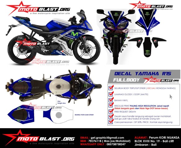 Sebuah sketsa decal untuk motor Yamaha R15 hasil dari motoblast.org