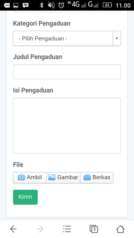 Screenshot pengaduan